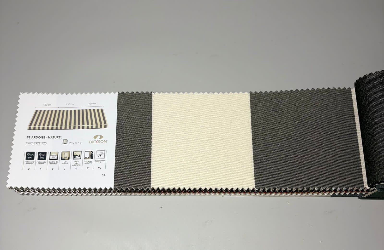 muestra de lona rayada